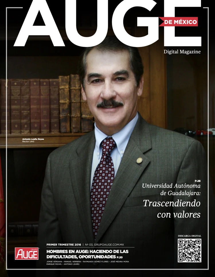 Portada de Revista Auge · Antonio Leaño Reyes